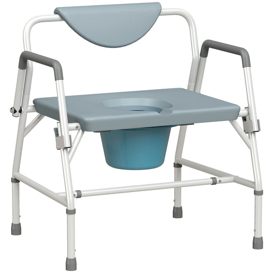 HOMCOM Height Adjustable Bedside Commode in White and Grey