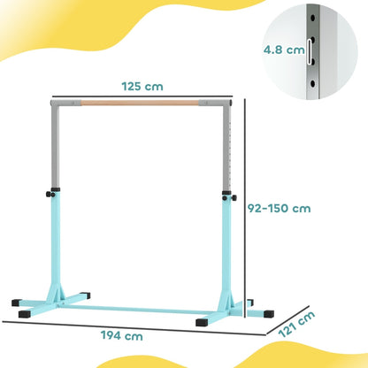 Diagram showing the dimensions of the kids gymnastics bar
