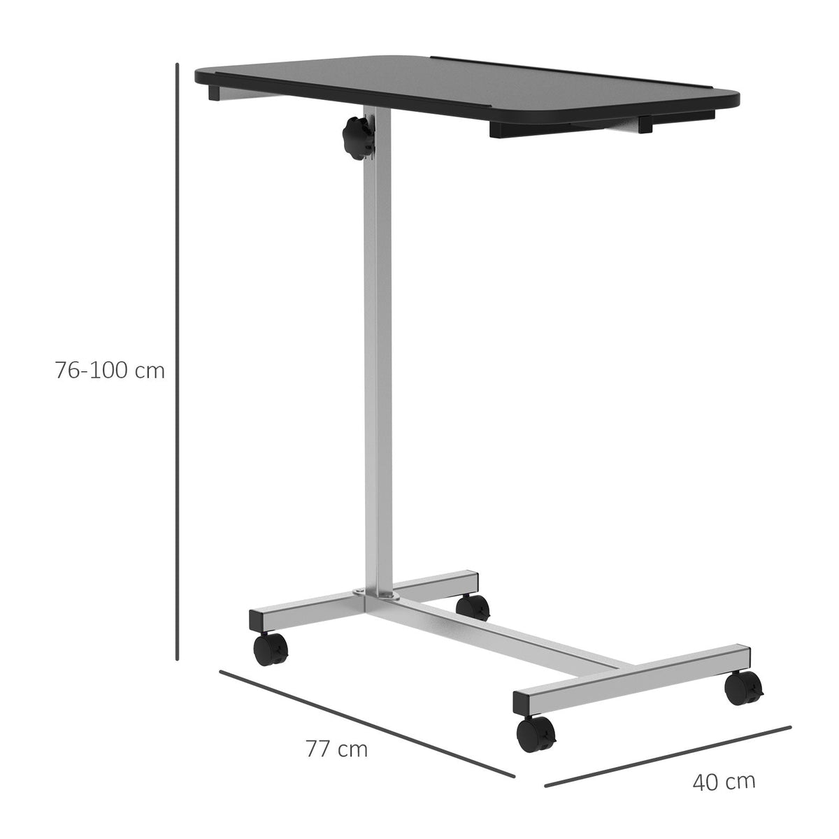 The side table showing the height and width dimensions on a plain white background