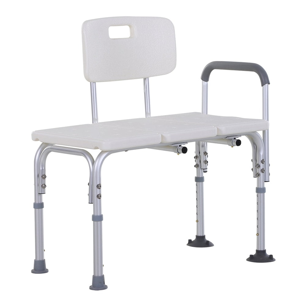 HOMCOM Height Adjustable Shower Chair with backrest and armrests, white