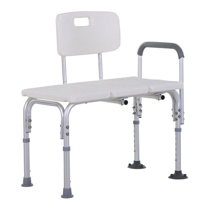 HOMCOM Height Adjustable Shower Chair with backrest and armrests, white