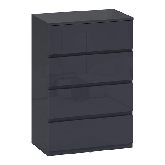 HOMCOM High Gloss Chest of Drawers, a modern grey four-drawer storage cabinet