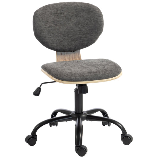 HOMCOM Home Office Desk Chair with a grey fabric seat and back on black wheels