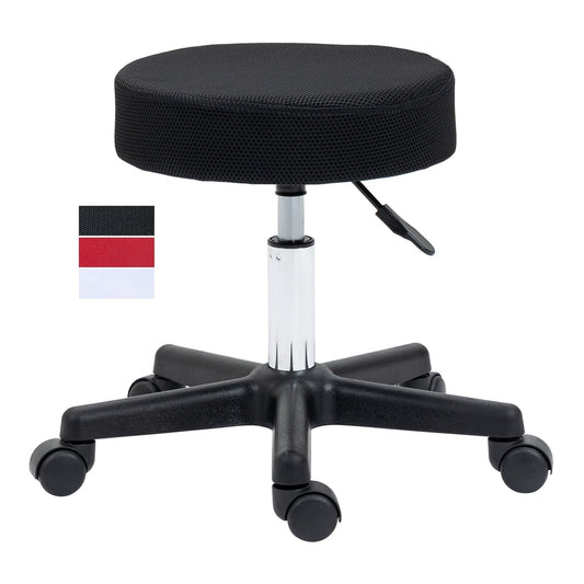 HOMCOM Hydraulic Swivel Salon Spa Stool with black seat and chrome base on wheels
