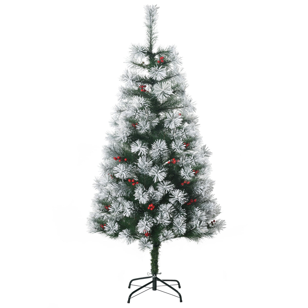 HOMCOM Indoor Christmas Tree Artificial Berry Xmas Decoration with metal stand and 184 tips