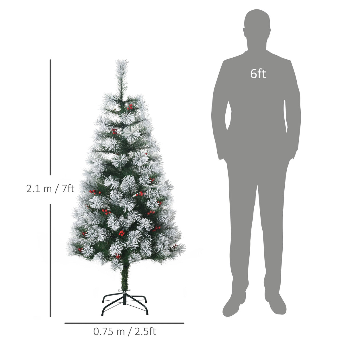 Size diagram showing the height and width of the artificial berry Xmas decoration