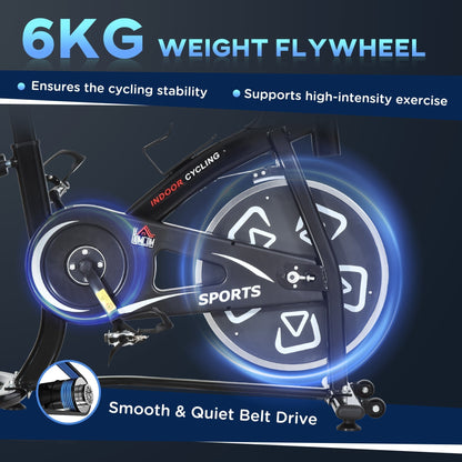 Close-up of the 6kg weight flywheel and belt drive on the exercise bike