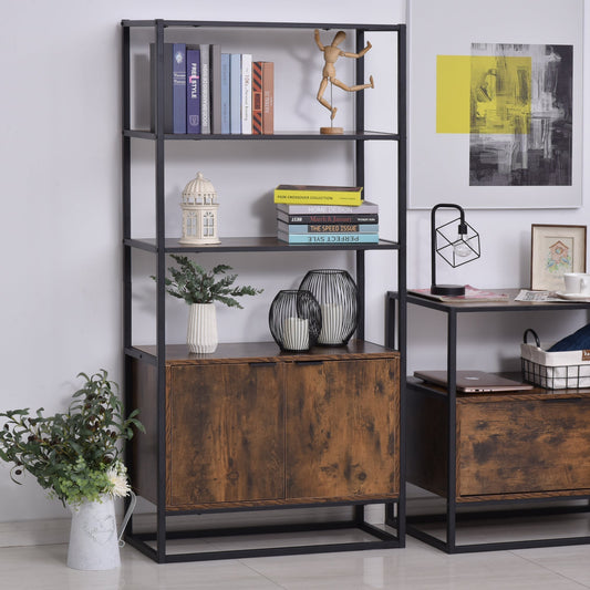The storage cabinet styled with books, decorative items and a plant in a room setting