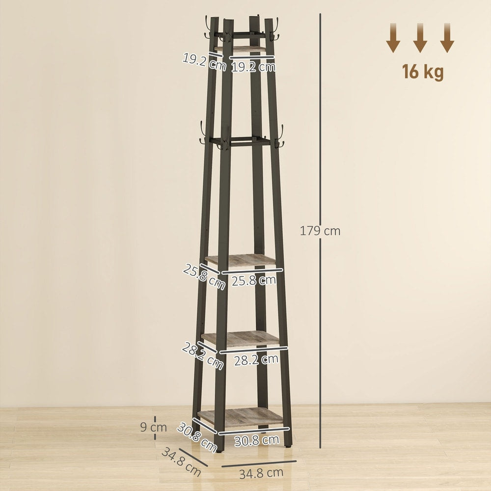 The coat stand with dimensions and weight indicated