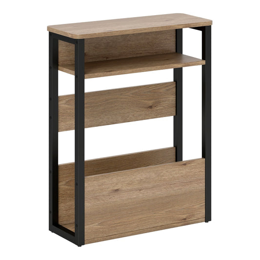 HOMCOM Industrial-Style Side Table with black metal frame and wood-effect shelves