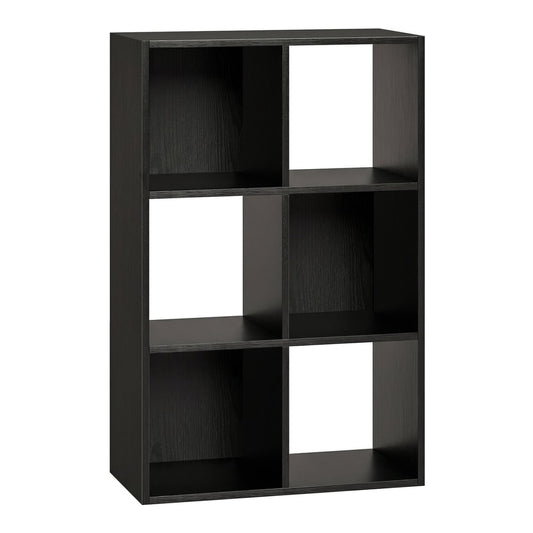 HOMCOM Industrial Style Storage Shelf with six open compartments in a black wood effect finish