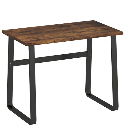 HOMCOM Industrial Writing Desk With Metal Legs in rustic brown and black against a white background