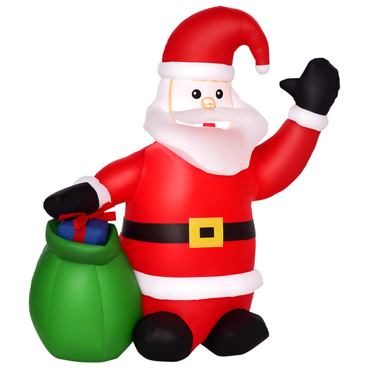 HOMCOM Inflatable Blow Up Christmas Santa Claus 4ft LED Yard Holiday Decoration in Red and Green