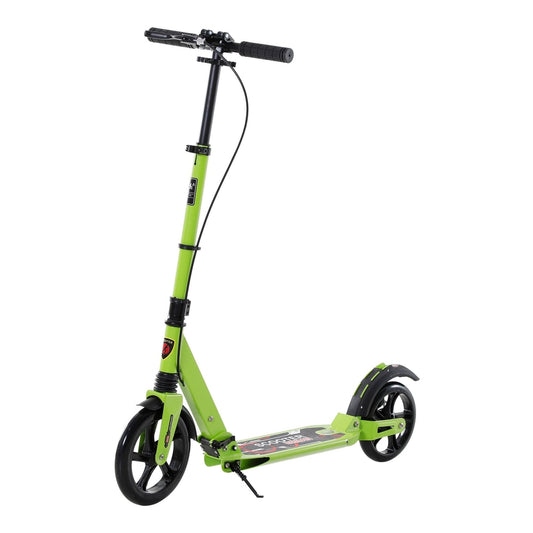 HOMCOM Kick Scooter, a green two-wheel scooter with black handlebars and wheels