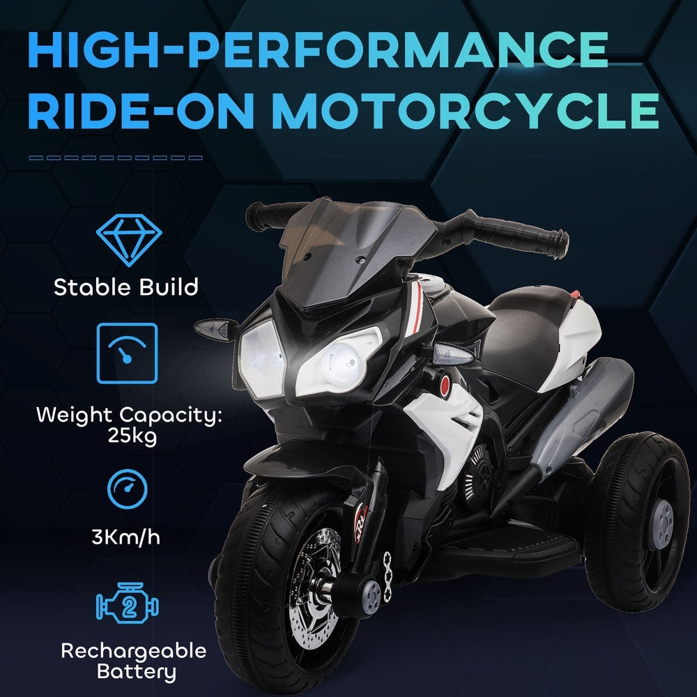 The high-performance ride-on motorcycle has a stable build and rechargeable battery