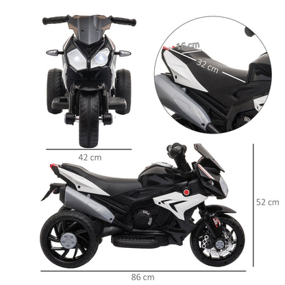 Dimensions of the kids electric motorbike shown with arrows and measurements
