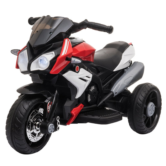 HOMCOM Kids Electric Motorcycle Ride-On Toy in red with three wheels and a black seat