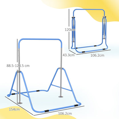 Blue horizontal bar with dimensions shown for height and width, suitable for kids sports