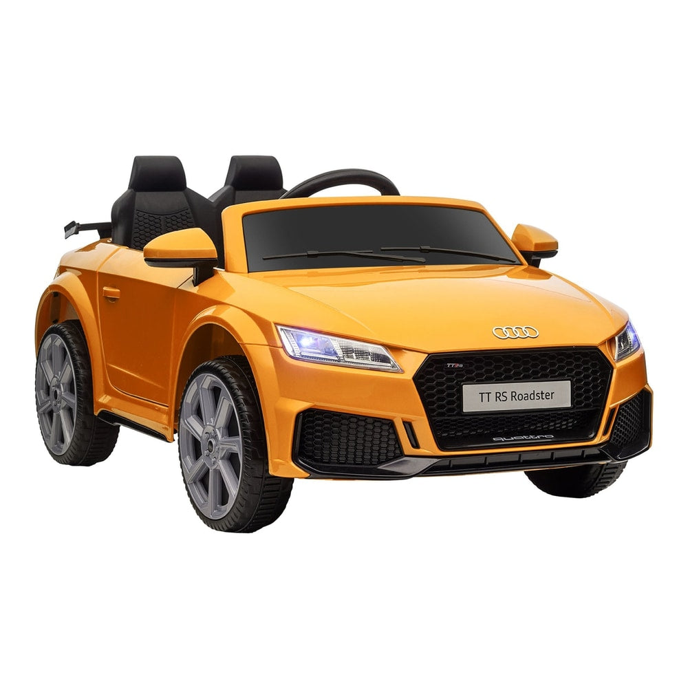 HOMCOM Kids Licensed Audi TT RS Ride-On Car in yellow, a sporty two-seater electric vehicle for children