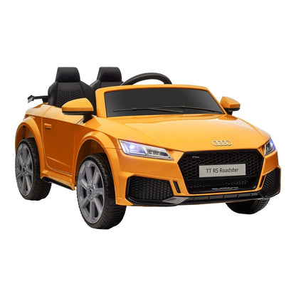 HOMCOM Kids Licensed Audi TT RS Ride-On Car in yellow, a sporty two-seater electric vehicle for children