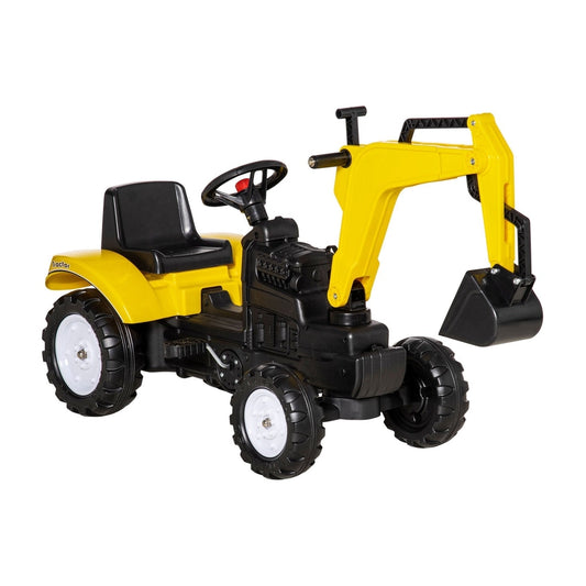 HOMCOM Kids Ride on Digger Pedal Go Kart Pretend Play Construction in yellow and black