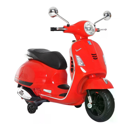 HOMCOM Kids Ride On Motorcycle, a red electric toy motorbike with stabiliser wheels