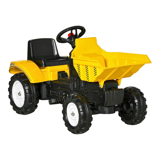 HOMCOM Kids Ride on Tractor with steering wheel and yellow bucket