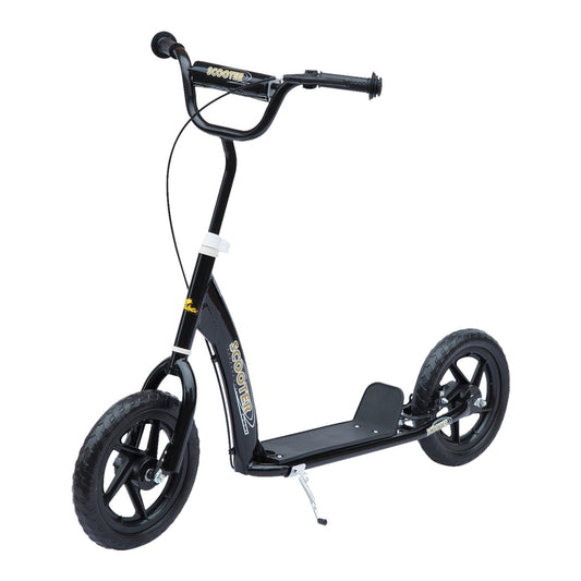 HOMCOM Kids Scooter, a black kick scooter with large EVA tyres and a rear brake
