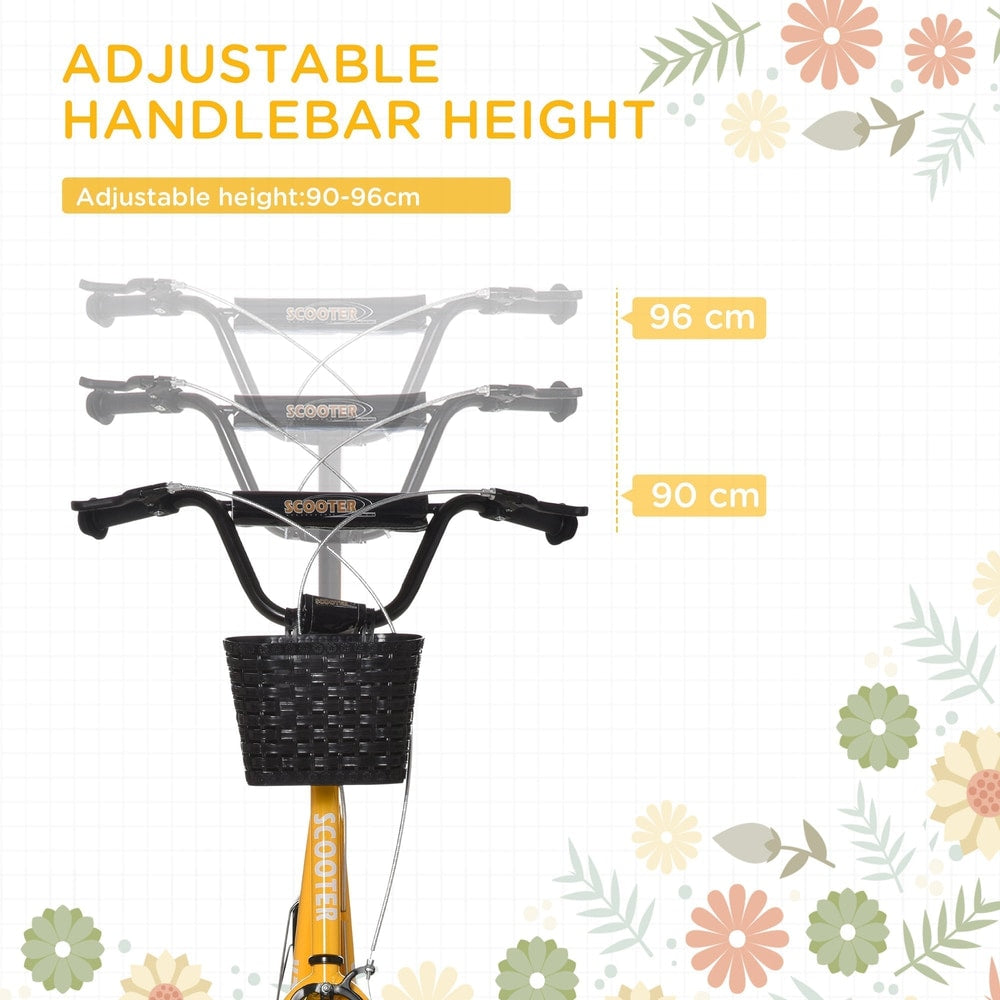 Close up of the handlebars of the orange kids scooter showing adjustable height options
