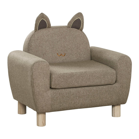 HOMCOM Kids Sofa Toddler Chair Children Armchair with cute ear modelling and embroidered face detail