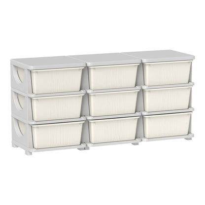HOMCOM Kids Storage Unit with nine cream drawers and a grey frame