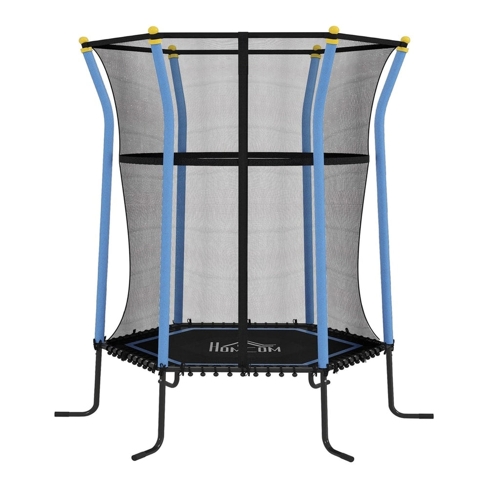 HOMCOM Kids Trampoline Mini Bouncer with enclosure safety net in blue