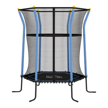 HOMCOM Kids Trampoline Mini Bouncer with enclosure safety net in blue