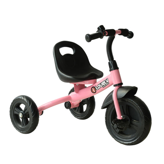 HOMCOM Kids Trike Toddler Tricycle Children Ride on in pink with black seat and wheels