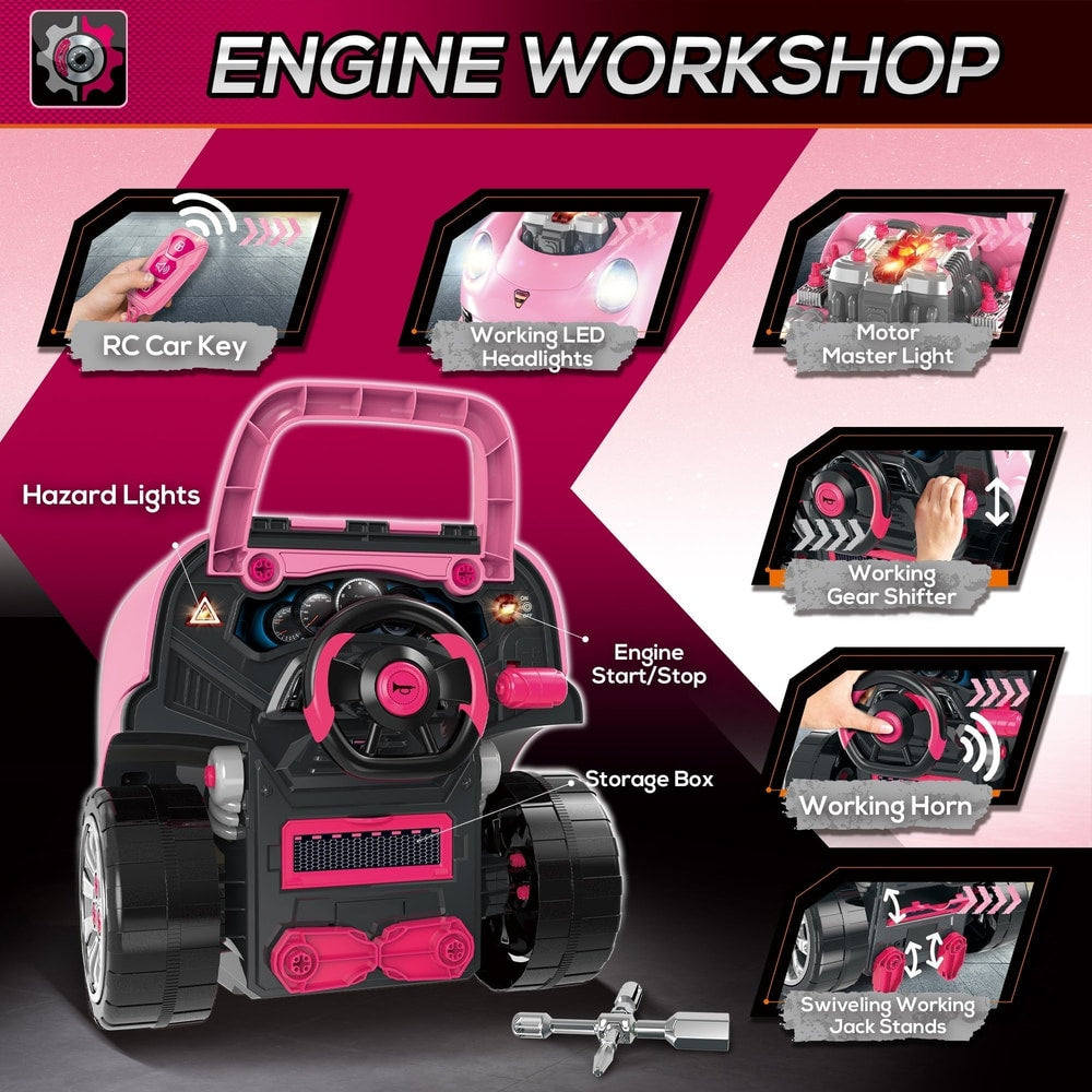HOMCOM Kids Truck Engine Toy Set, the ride-on car toy showing the interior dashboard controls and interactive functions