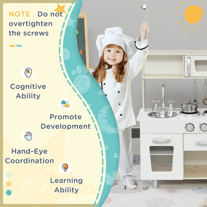 Benefits of the toy kitchen including cognitive ability and hand-eye coordination