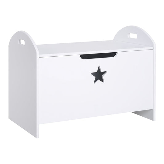 HOMCOM Kids Wooden Toy Box with a star cut out on the front and a lift up lid