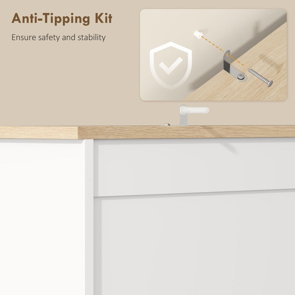 The anti-tipping kit ensures the safety and stability of the kitchen furniture