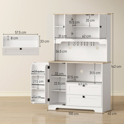 The freestanding kitchen cabinet is shown with dimensions and measurements