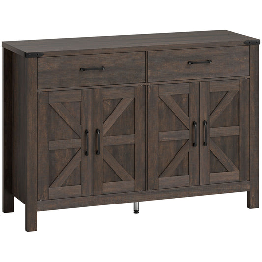 HOMCOM Kitchen Cupboard in dark brown with two drawers and four cupboard doors