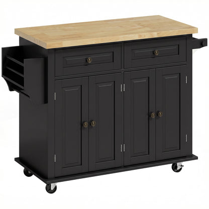 HOMCOM Kitchen Island on Wheels in Black