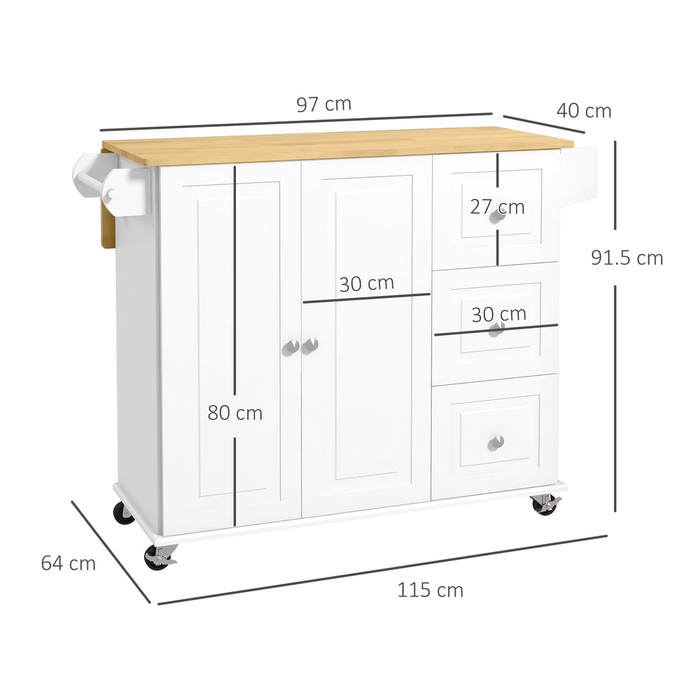 This kitchen furniture has dimensions labelled for its width, height and depth