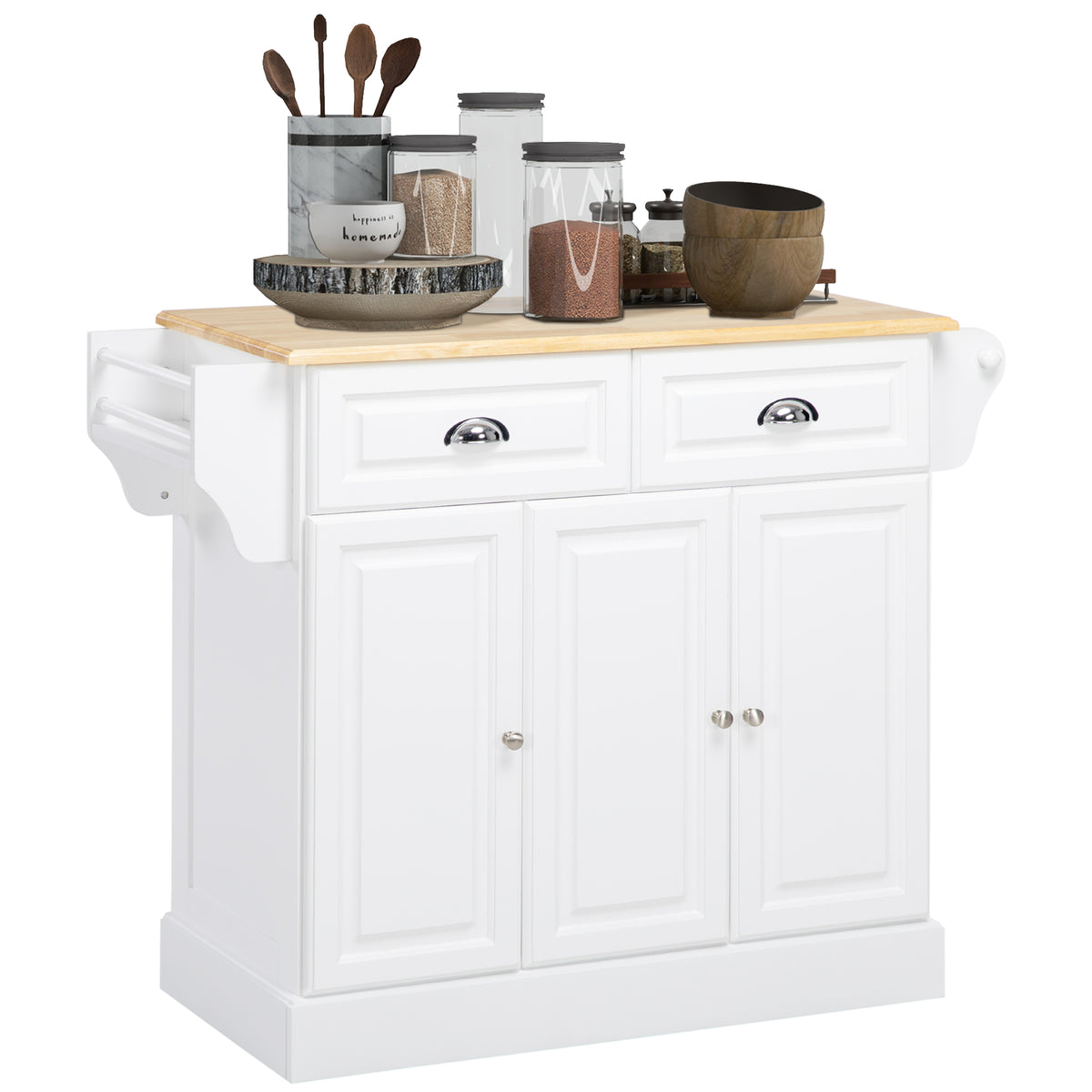 HOMCOM Kitchen Island in White