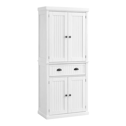 HOMCOM Kitchen Storage Cabinet with Drawer and Adjustable Shelves in white with two doors on top and two doors at the bottom