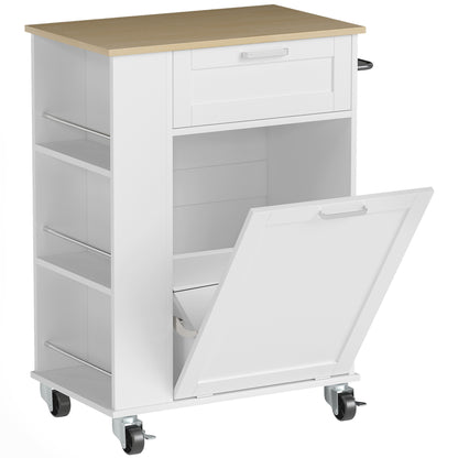HOMCOM Kitchen Storage Trolley on Wheels in White