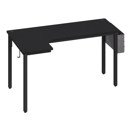 HOMCOM L-Shaped Computer Gaming Desk with Fabric Bag, black finish and metal legs