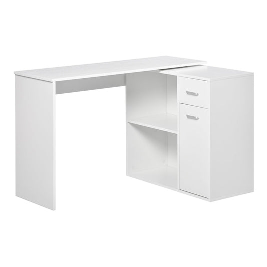 HOMCOM L-Shaped Desk in white wood grain finish, a modern workstation for home office
