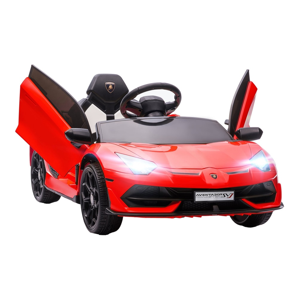 HOMCOM Lamborghini Licensed 12V kids Electric Car in red with butterfly doors open