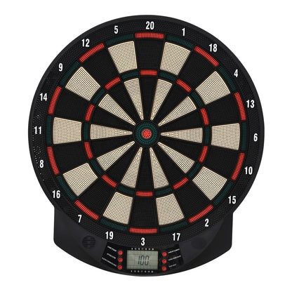 HOMCOM LCD Electronic Dartboard Set showing the full board with scoring display and multiple game options