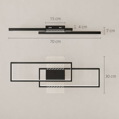 The modern ceiling light shown with dimensions marked